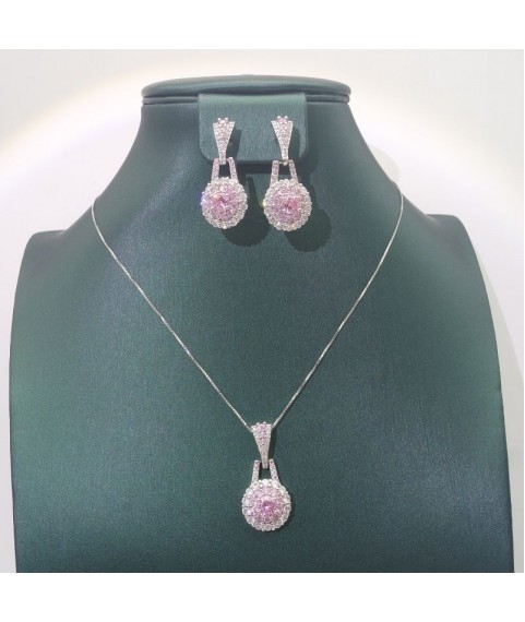 Natural pink jewel necklace set