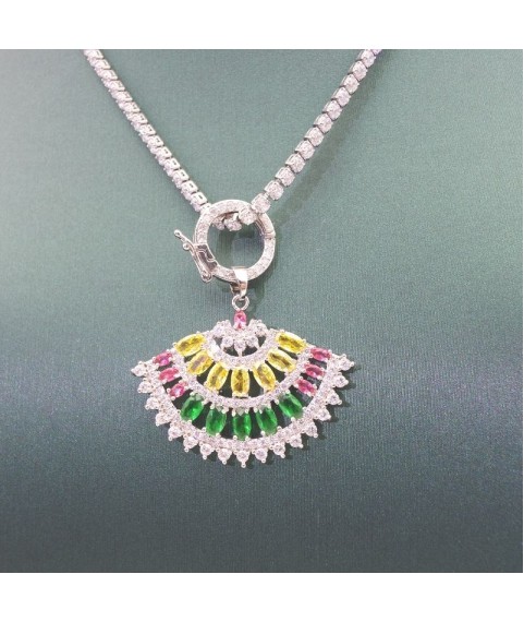 Natural coloured Green Tourmaline fan necklace set