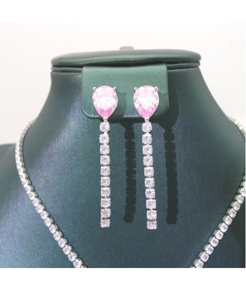 Natural pink jewel water drop necklace set