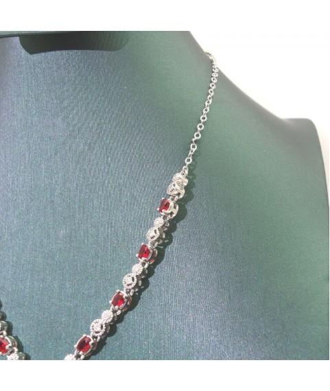 Natural ruby inlaid flower gem necklace