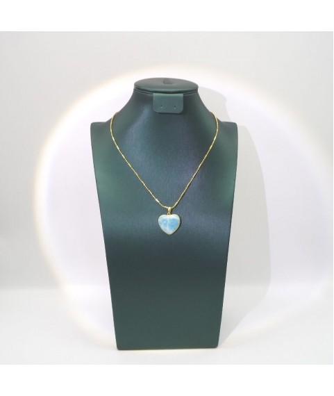 Natural larimar heart pendant  necklace