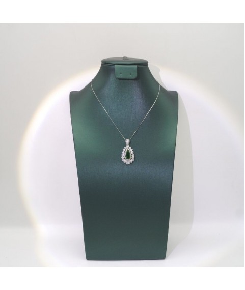 Natural emeral with water drop pendant necklace