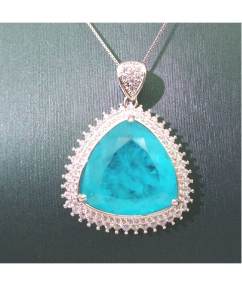 Natural Blue Tourmaline with jewel pendant necklace