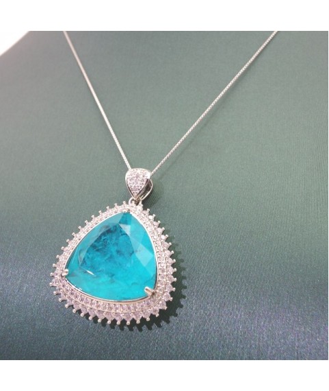 Natural Blue Tourmaline with jewel pendant necklace