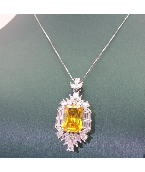 Natural citrine with jewel pendant necklace