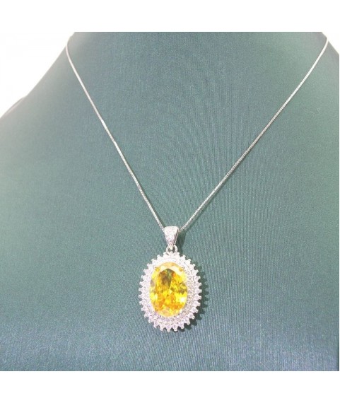 Natural citrine with jewel princess pendant necklace 