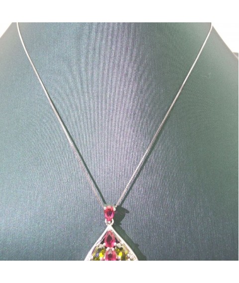 Natural coloured Tourmaline with water drop  jewel  pendant necklace  