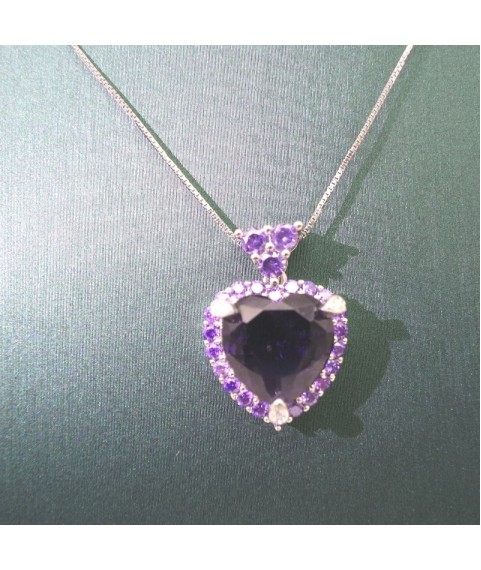 Natural Amethyst with jewel heart pendant necklace