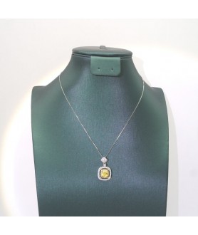  Natural citrine with princess square pendant necklace