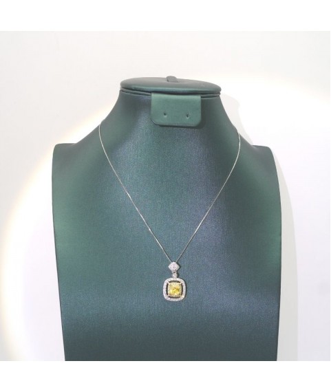  Natural citrine with princess square pendant necklace