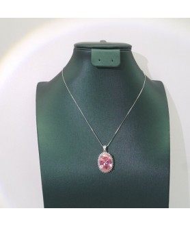 Natural pink with jewel pendant necklace