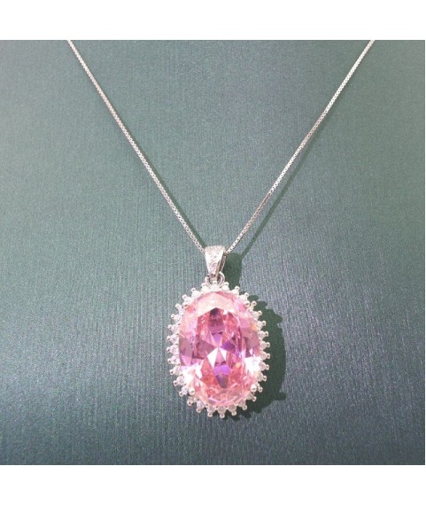 Natural pink with jewel pendant necklace