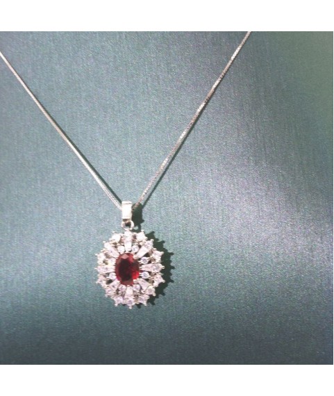 Natural ruby with jewel pendant necklace