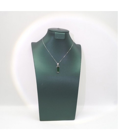 Natural  Emeral with simple strip pendant necklace