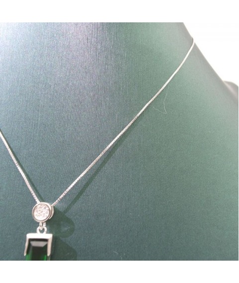 Natural  Emeral with simple strip pendant necklace