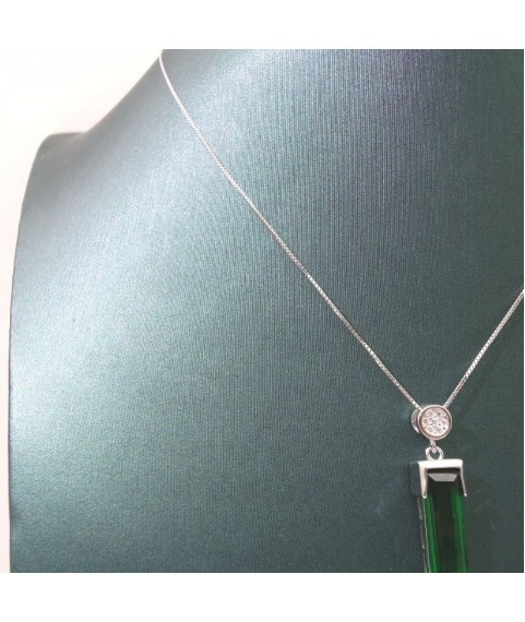 Natural  Emeral with simple strip pendant necklace