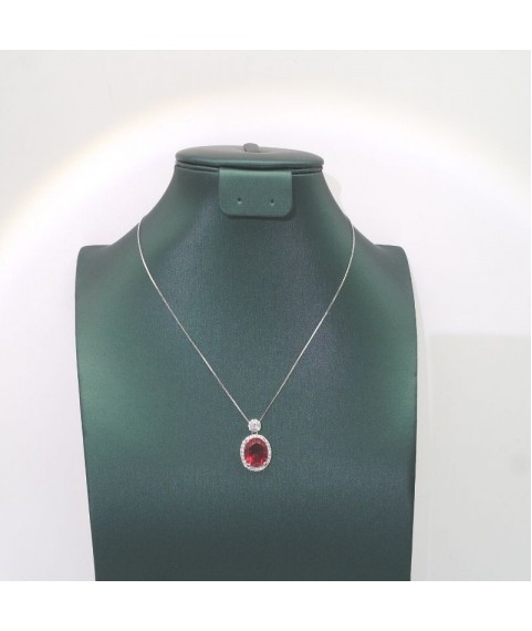 Natural ruby wirh round pendant necklace 