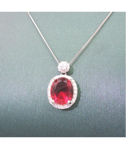 Natural ruby wirh round pendant necklace 