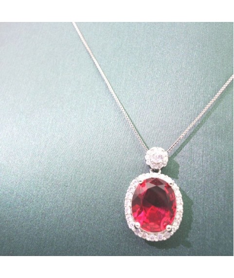 Natural ruby wirh round pendant necklace 