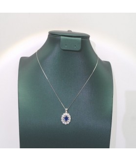 Natural sapphire with princess pendant necklace