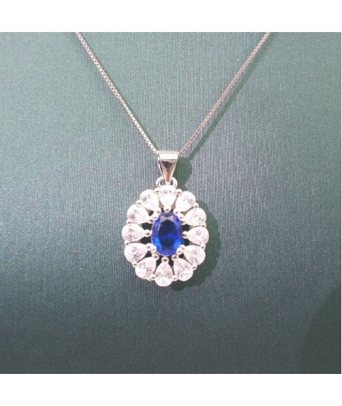 Natural sapphire with princess pendant necklace