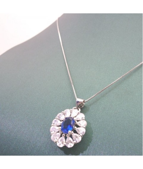 Natural sapphire with princess pendant necklace