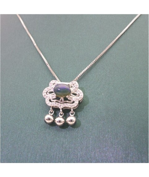 Natural Chalcedony with little lock pendant necklace