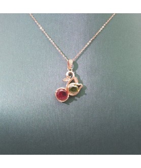 Natural Tourmaline with gold rose gourd pendant necklace