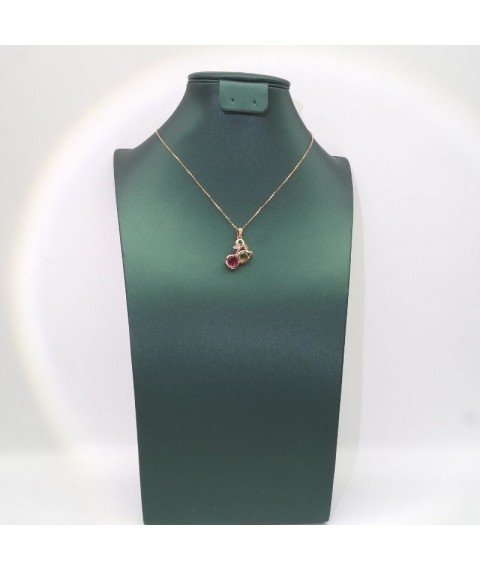 Natural Tourmaline with gold rose gourd pendant necklace