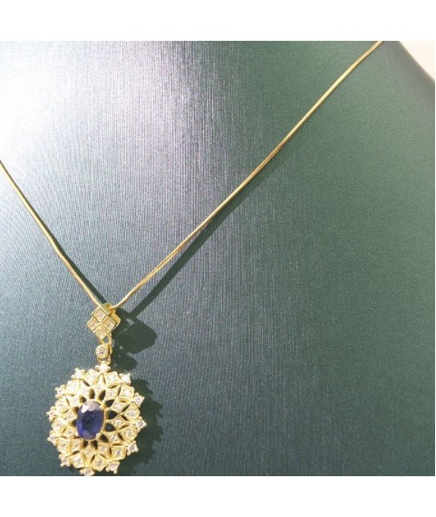 Natural sapphire with princess pendant necklace