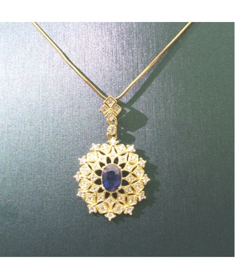 Natural sapphire with princess pendant necklace