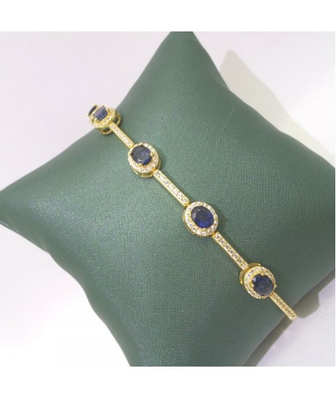 Natural sapphire with gold bracelet