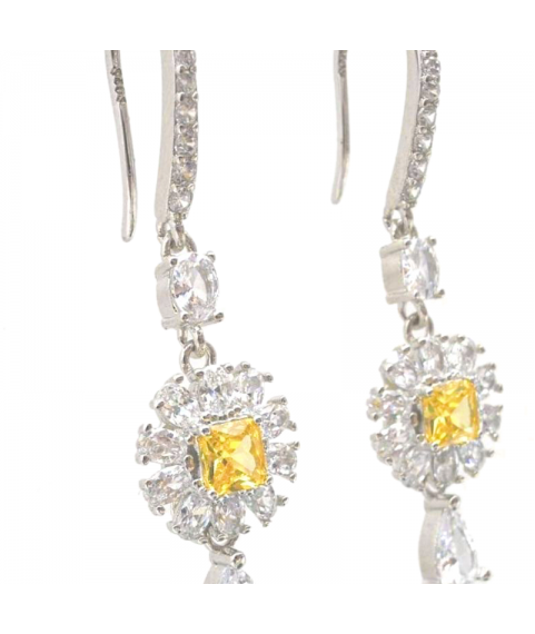 Natural Emeral/Citrine with long flowers earring