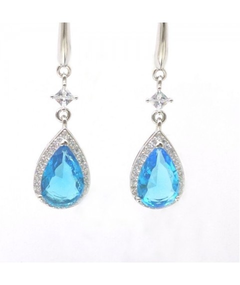 Natural blue topa with long earring