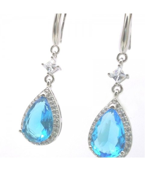 Natural blue topa with long earring