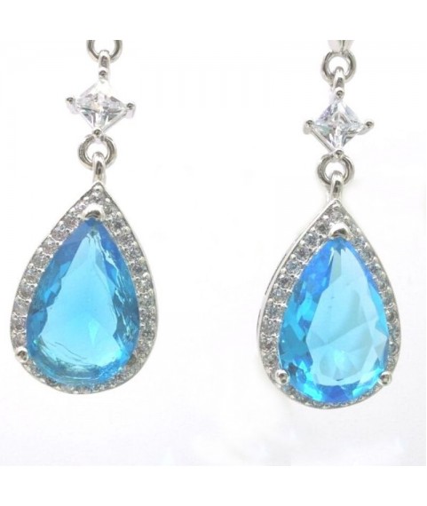 Natural blue topa with long earring