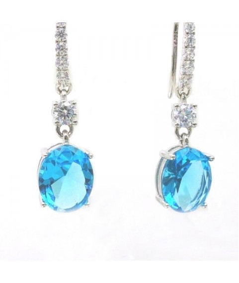 Natural blue topa with round earring