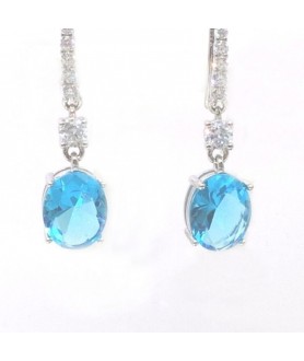 Natural blue topa with round earring