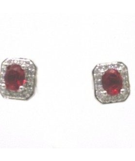 Natural ruby with square jewel ear stud