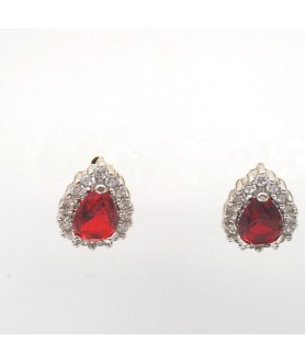 Natural ruby with water drop jewel ear stud