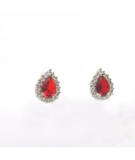 Natural ruby with water drop jewel ear stud