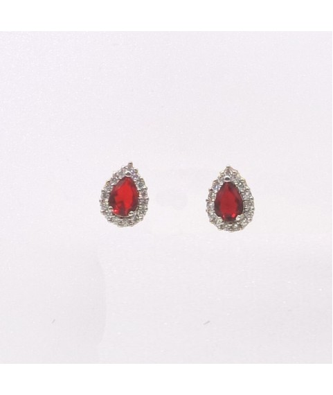 Natural ruby with water drop jewel ear stud