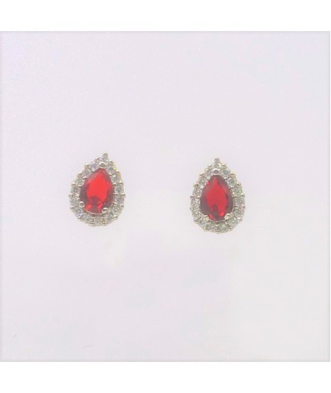 Natural ruby with water drop jewel ear stud