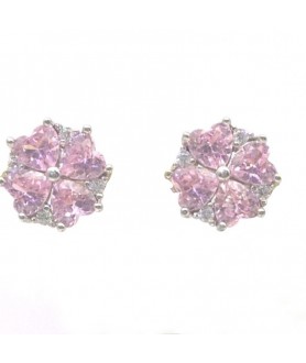 Natural pink jewel with clover jewel ear stud