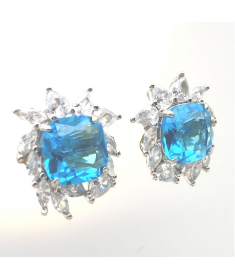 Natural blue topaz with sunflower jewel ear stud