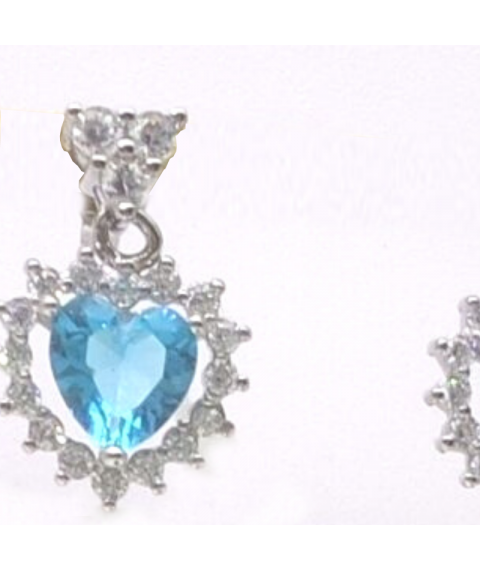 Natural blue topaz with heart jewel ear stud