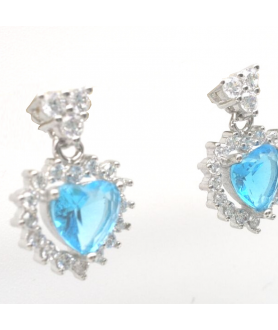 Natural blue topaz with heart jewel ear stud