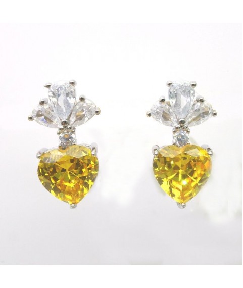 Natural citrine with heart jewel ear stud