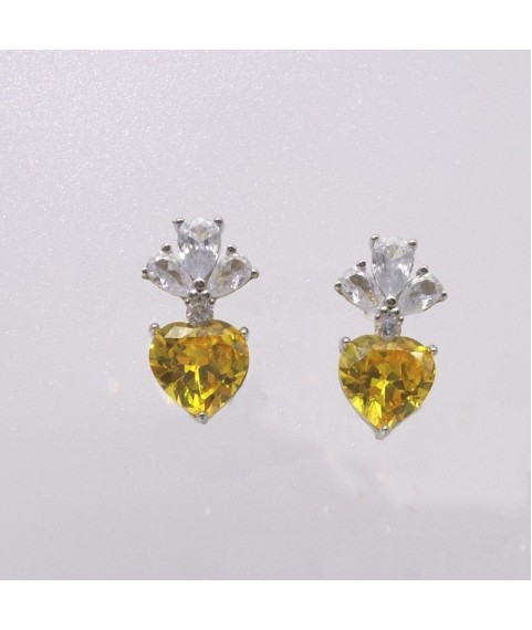 Natural citrine with heart jewel ear stud