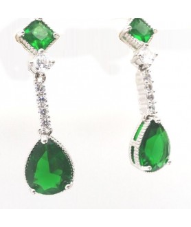 Natural Emeral with long water drop jewel earring